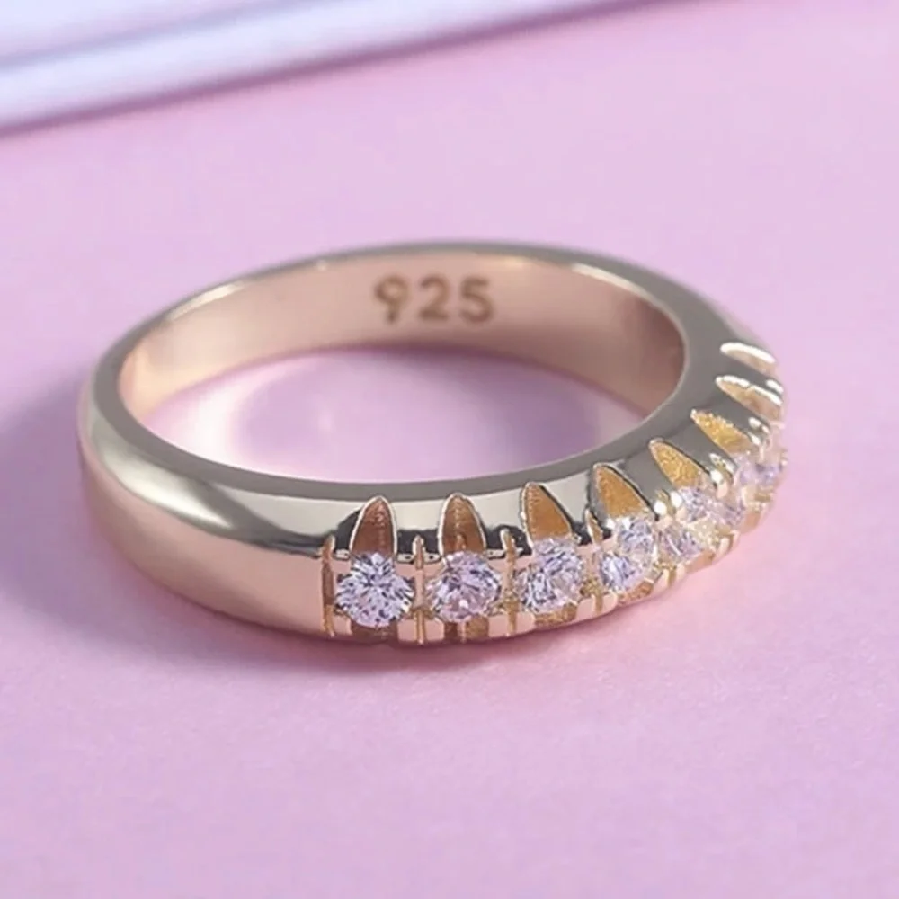 New 18K Gold Plated Engagement Party Diamond Ring - Picture 4 of 6